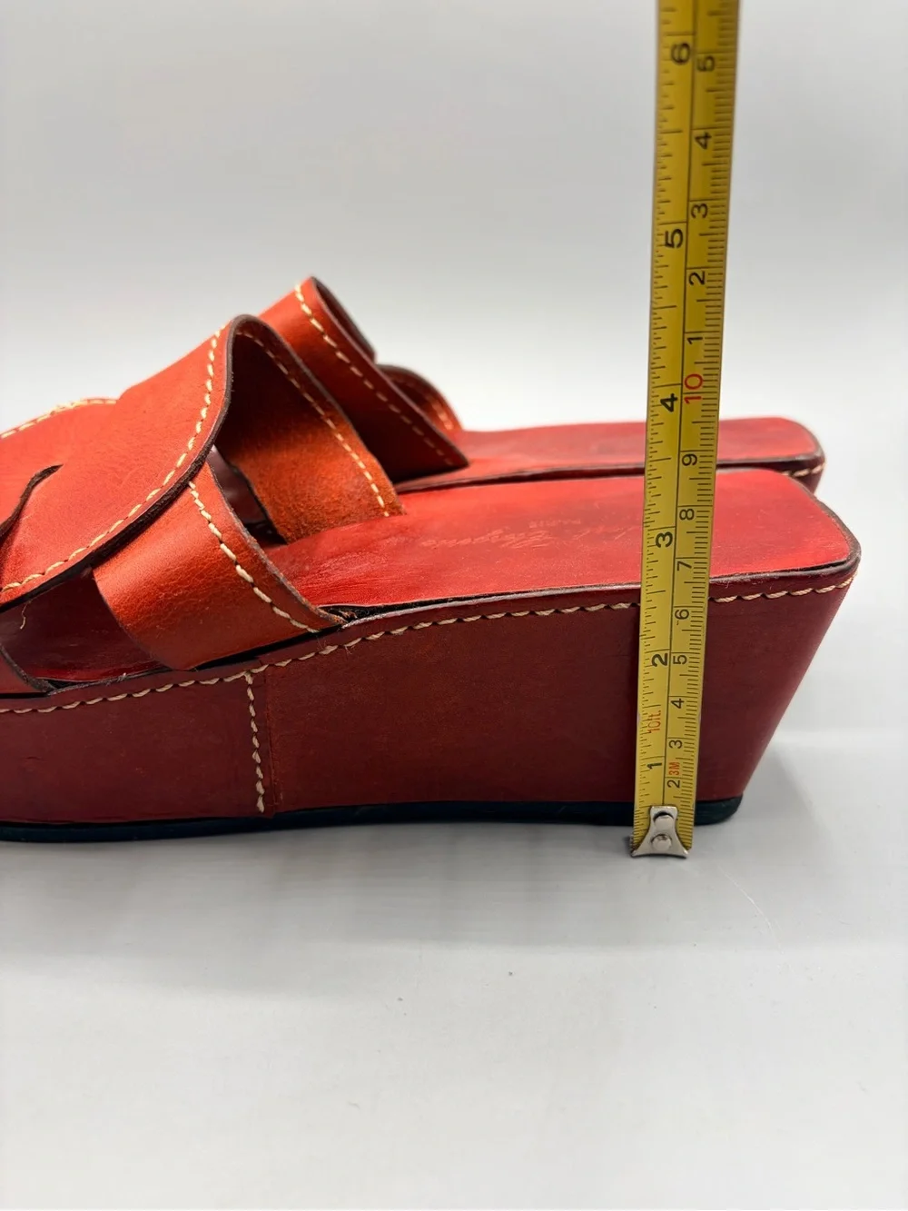 Robert Clergerie Paris, Red Leather Luxury Platform Wedge Sandals,Made In France